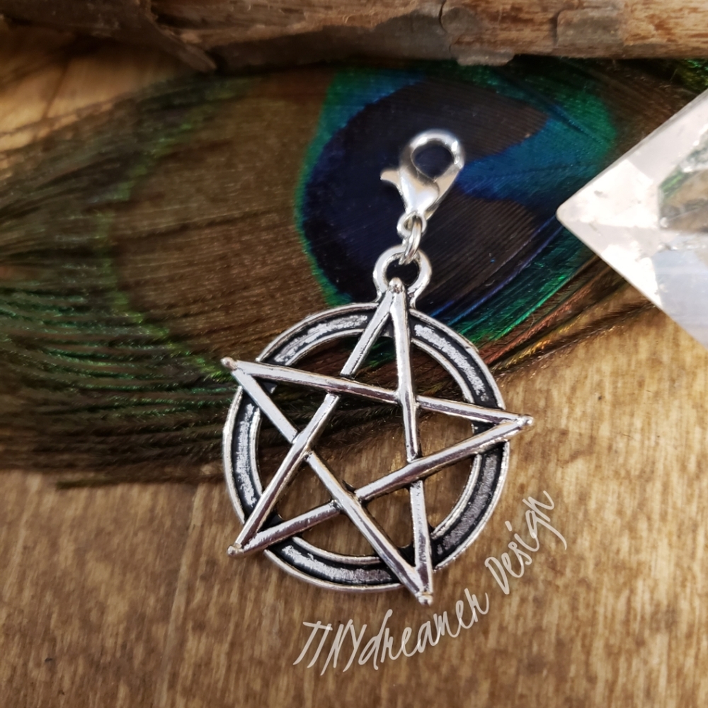 5/$25 Large Pentagram Charm for Bracelet~Zipper~Bag~Wiccan~Witch~Occult~Gothic~